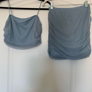 Sparkle Stretch Two piece top and mini skirt